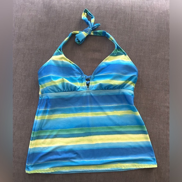 Nautica Other - Nautica Womens Swim Tankini Top sz 12 blue green stripes